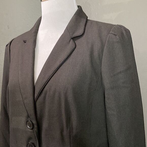 Halogen Black and Brown Small Houndstooth Print Blazer Jacket Stretch - Picture 2 of 13